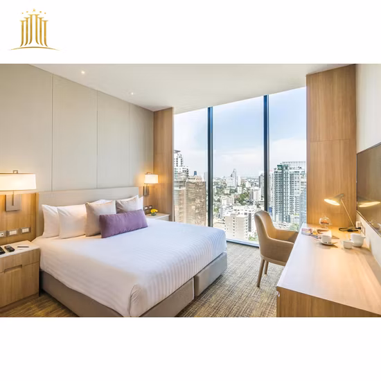 Conjunto de móveis de quarto de hotel moderno feito sob encomenda Fabricante de camas de cabeceira Fábrica chinesa 5 estrelas Empresa de fornecedores de móveis de quarto